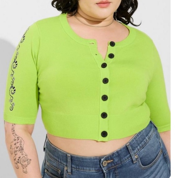 Torrid NWT Warner Bros Beetlejuice Button Up Elbow Sleeve Shrug Halloween - Picture 2 of 6